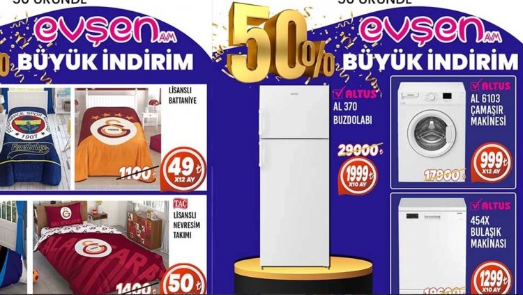 Evşen AVM’de büyük fırsat! 50 üründe yüzde 50 indirim!