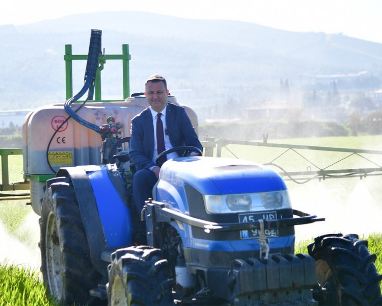 AKHİSAR BELEDİYESİ ARAZİLERİNDE BUĞDAYDA İLAÇLAMA ÇALIŞMASI YAPILDI