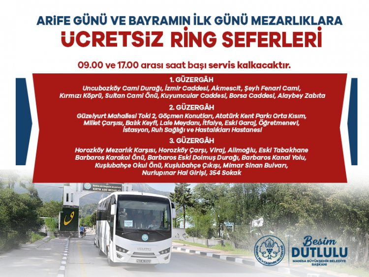 Büyükşehir’den Bayram’da Mezarlıklara Ücretsiz Ulaşım Hizmeti