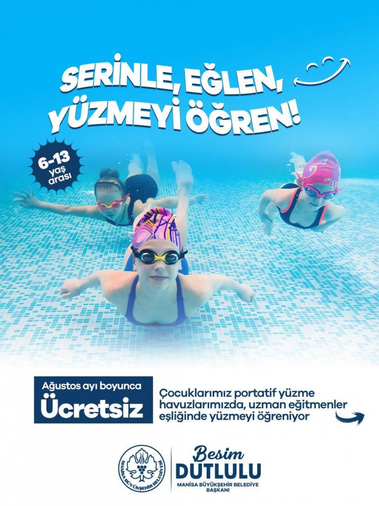 Manisa’da Çocuklar Hem Serinleyecek Hem Yüzme Öğrenecek
